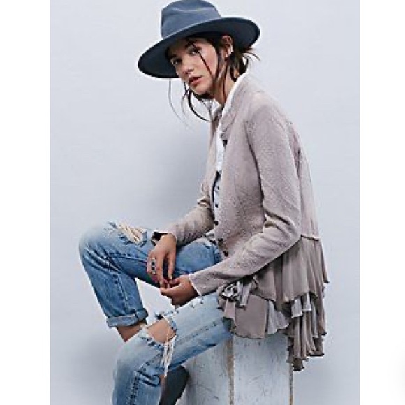 Free People Rare Victorian Military Bohemian Ruffle Jacket, Mauve, Size 12 - Picture 4 of 15